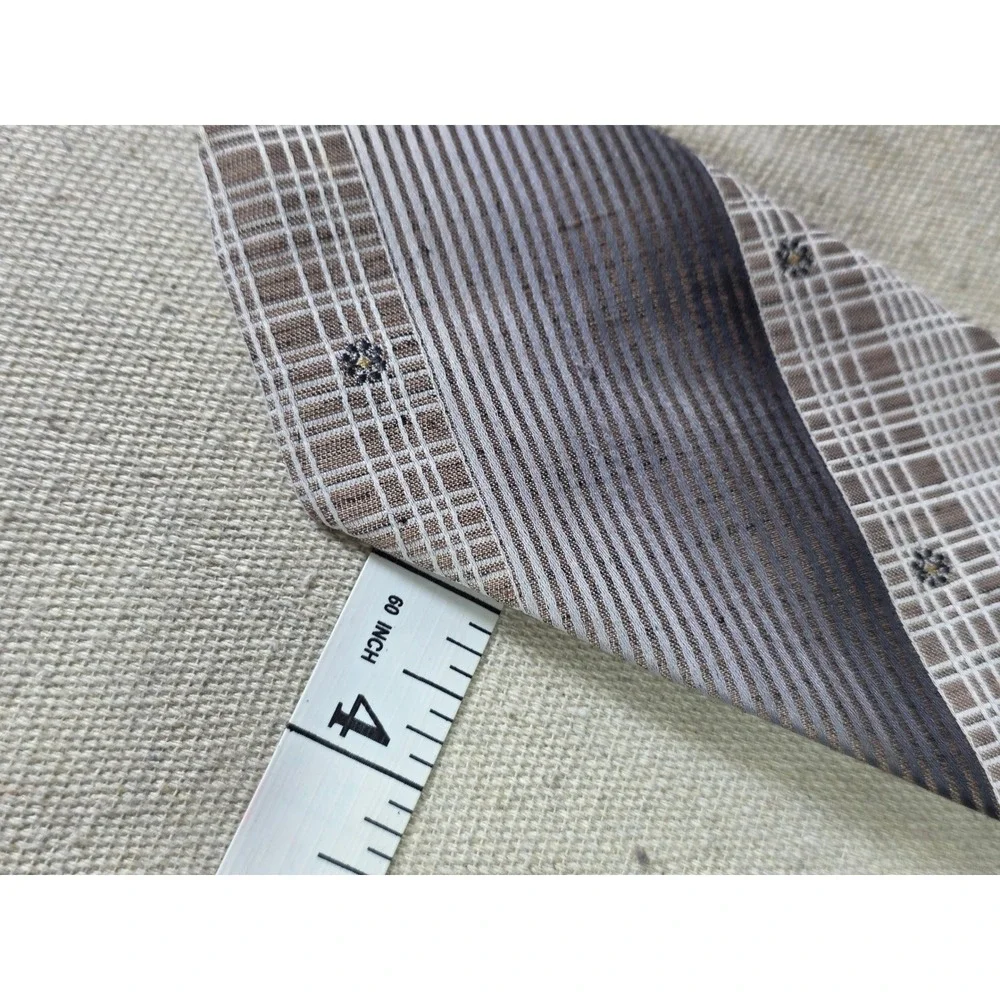 JCPenney The Mens Shop Vintage Grey Brown Striped Floral Polyester Necktie 2842